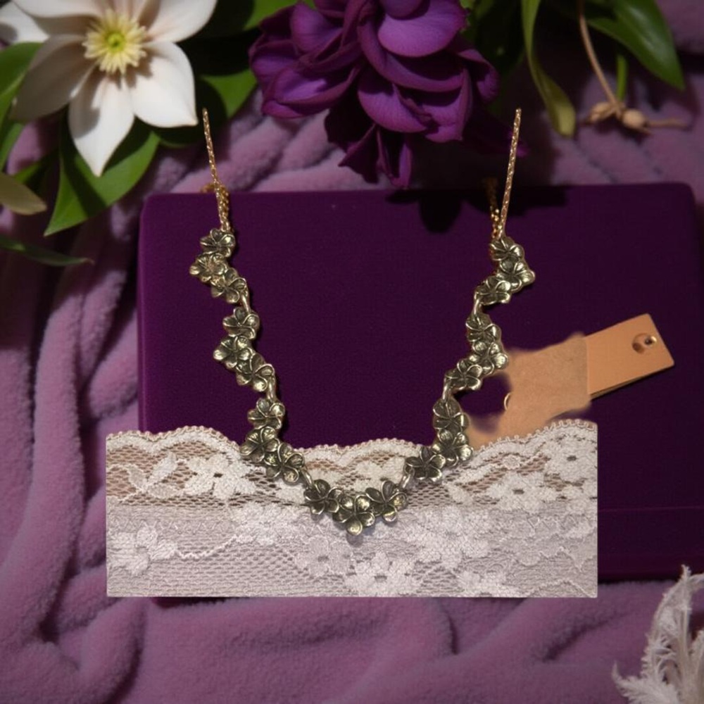 Sterling Silver Plumeria Necklace 26” - Picture 3 of 16